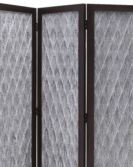 70" Brown Folding Three Panel Screen Room Divider