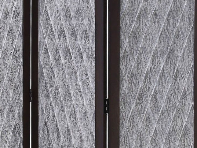 70" Brown Folding Three Panel Screen Room Divider