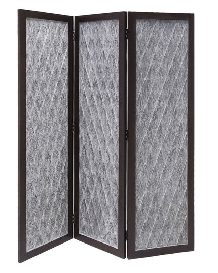 70" Brown Folding Three Panel Screen Room Divider