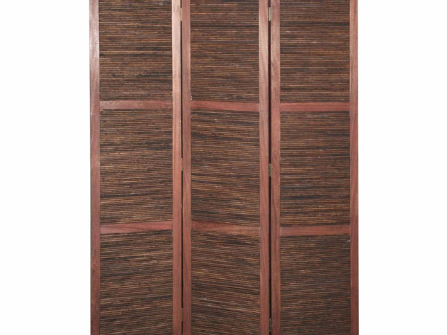 67" Brown Solid and Manufactured Wood Folding Three Panel Screen Room Divider