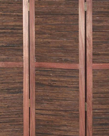 67" Brown Solid and Manufactured Wood Folding Three Panel Screen Room Divider