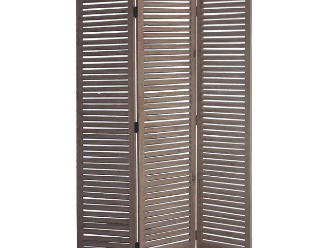 71" Brown Folding Three Panel Screen Room Divider