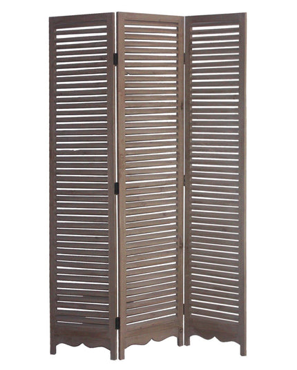 71" Brown Folding Three Panel Screen Room Divider