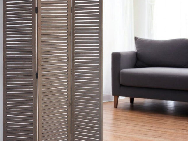 71" Brown Folding Three Panel Screen Room Divider