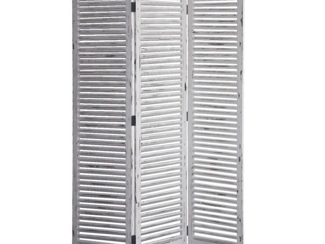 71" White Folding Three Panel Screen Room Divider