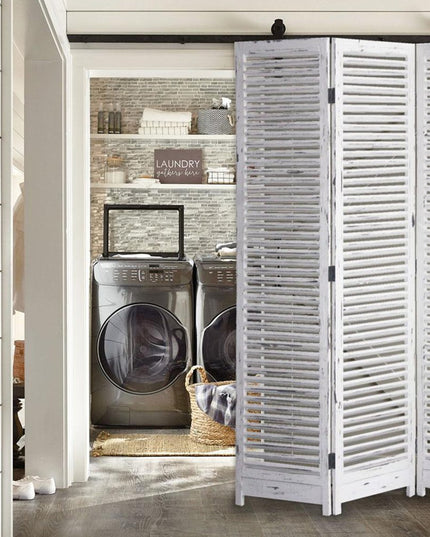 71" White Folding Three Panel Screen Room Divider