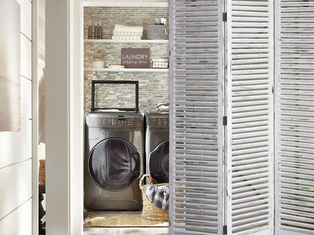 71" White Folding Three Panel Screen Room Divider