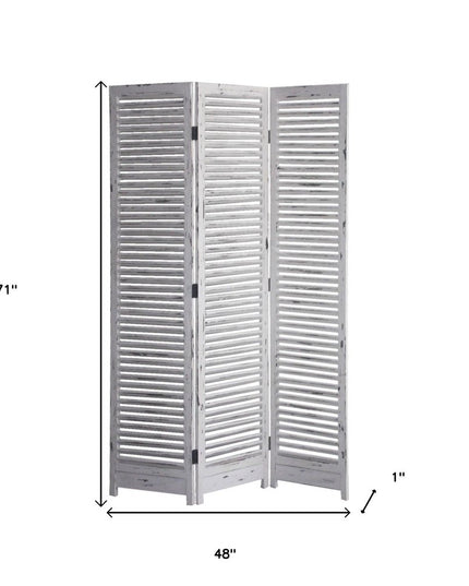 71" White Folding Three Panel Screen Room Divider