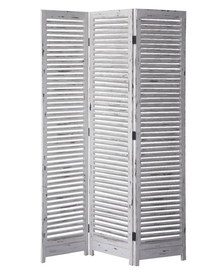 71" White Folding Three Panel Screen Room Divider