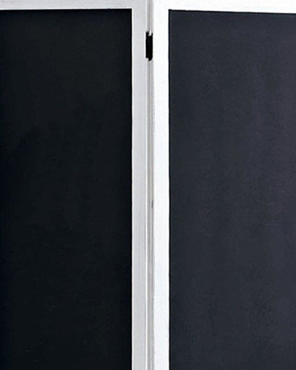 67" Black and White Chalkboard Wood Folding Three Panel Screen Room Divider