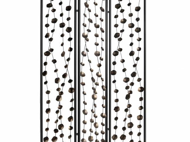 71" Gray Iron Folding Three Panel Screen Room Divider