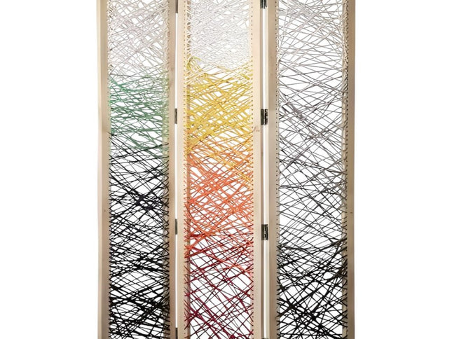 72" Natural Solid Wood Folding Three Panel Screen Room Divider