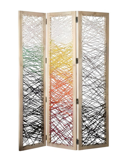 72" Natural Solid Wood Folding Three Panel Screen Room Divider