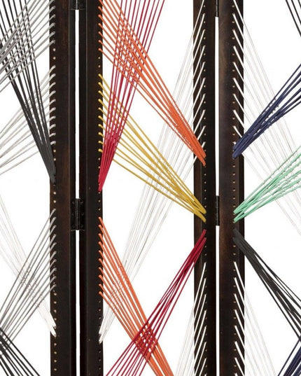 72" Black Fabric Folding Three Panel Screen Room Divider