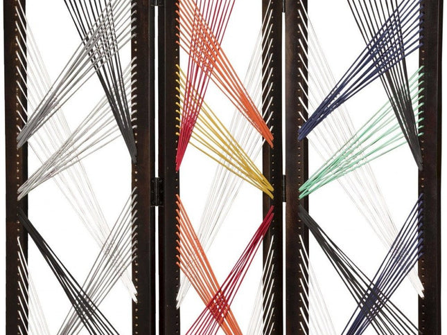 72" Black Fabric Folding Three Panel Screen Room Divider