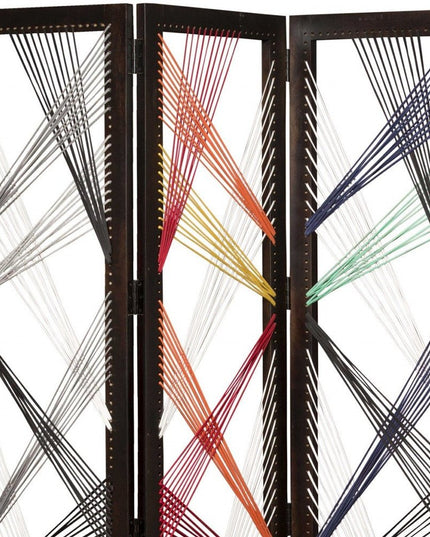 72" Black Fabric Folding Three Panel Screen Room Divider