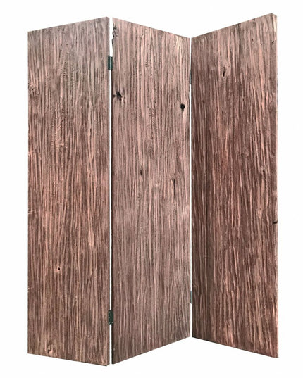 71" Brown Folding Three Panel Screen Room Divider