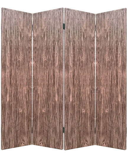 84" Brown Folding Four Panel Screen Room Divider