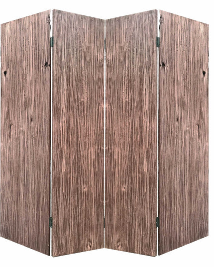 84" Brown Folding Four Panel Screen Room Divider