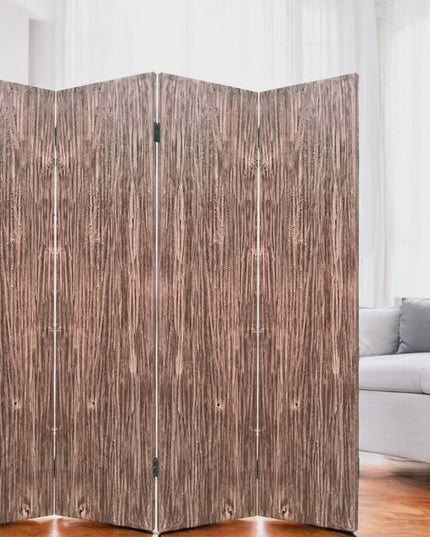 84" Brown Folding Four Panel Screen Room Divider