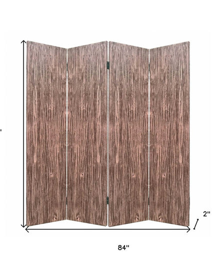 84" Brown Folding Four Panel Screen Room Divider