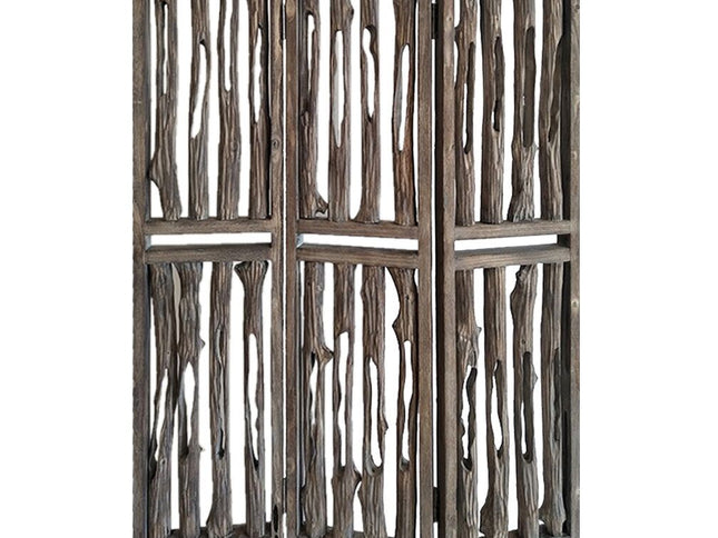 71" Brown Folding Three Panel Screen Room Divider