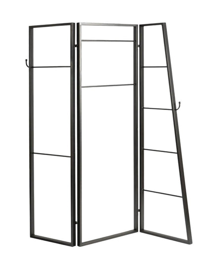 72" Gray Iron Folding Three Panel Screen Room Divider