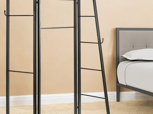 72" Gray Iron Folding Three Panel Screen Room Divider