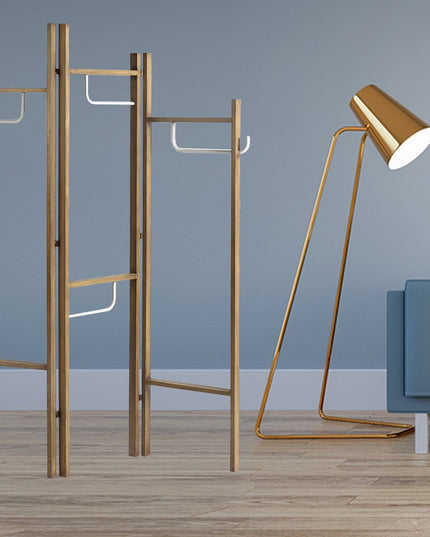 72" Brown Iron Folding Three Panel Screen Room Divider