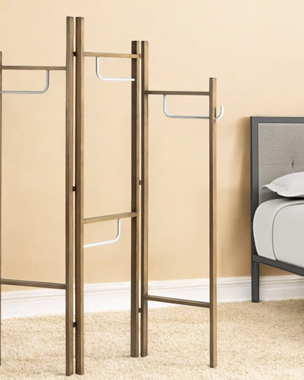 72" Brown Iron Folding Three Panel Screen Room Divider