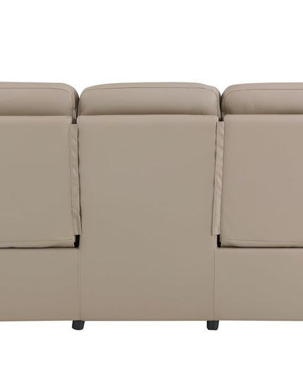 90" Beige Faux Leather Sofa With Brown Legs