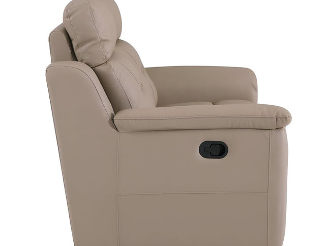 90" Beige Faux Leather Sofa With Brown Legs