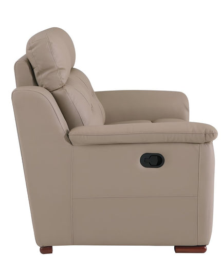 90" Beige Faux Leather Sofa With Brown Legs