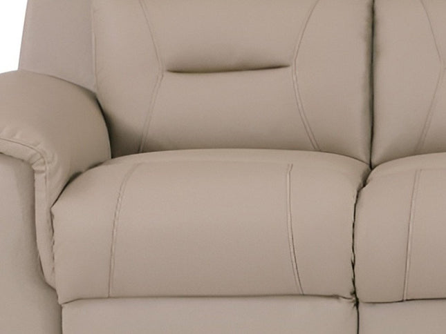 90" Beige Faux Leather Sofa With Brown Legs