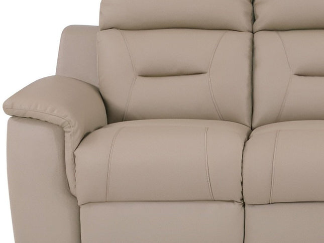 90" Beige Faux Leather Sofa With Brown Legs