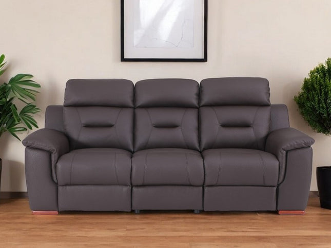 90" Brown Faux Leather Sofa