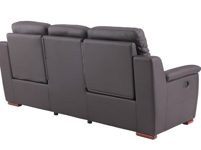 90" Brown Faux Leather Sofa