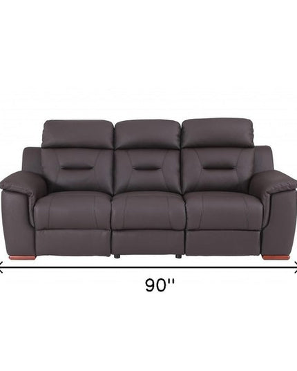 90" Brown Faux Leather Sofa