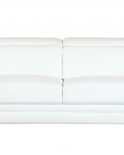 Two Piece Indoor White Italian Leather Five Person Seating Set