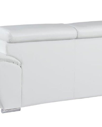 Two Piece Indoor White Genuine Leather Five Person Seating Set