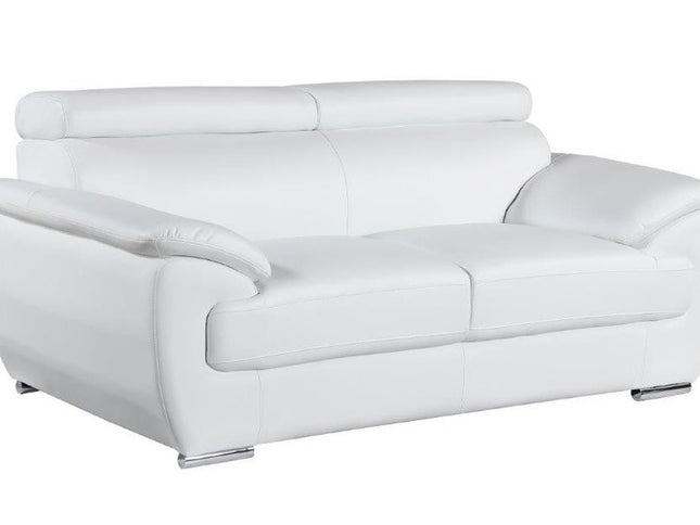 Two Piece Indoor White Genuine Leather Five Person Seating Set