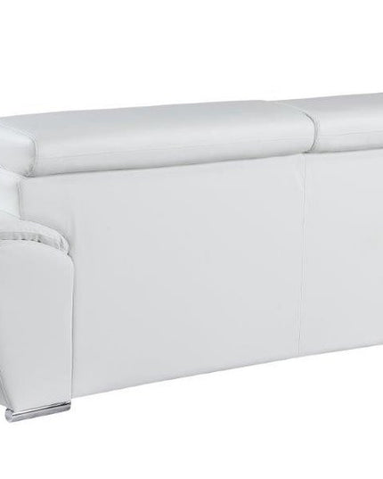 Two Piece Indoor White Genuine Leather Five Person Seating Set