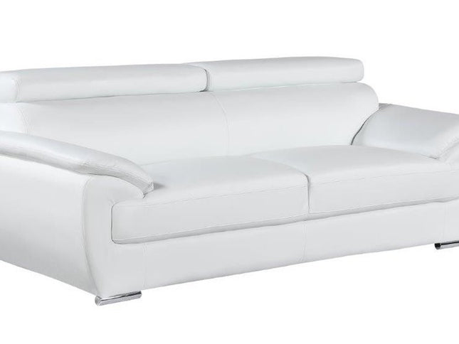 Two Piece Indoor White Genuine Leather Five Person Seating Set