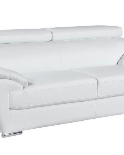 Two Piece Indoor White Genuine Leather Five Person Seating Set