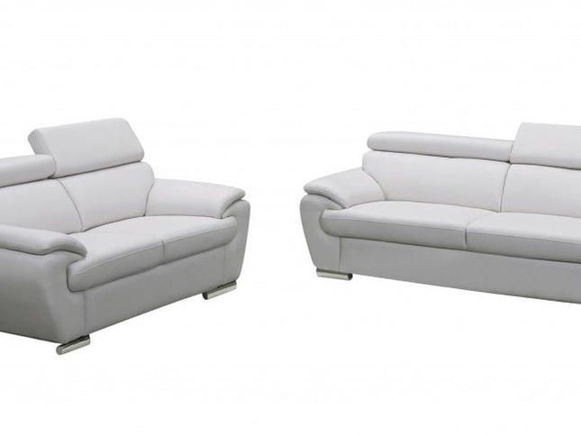 Two Piece Indoor White Genuine Leather Five Person Seating Set