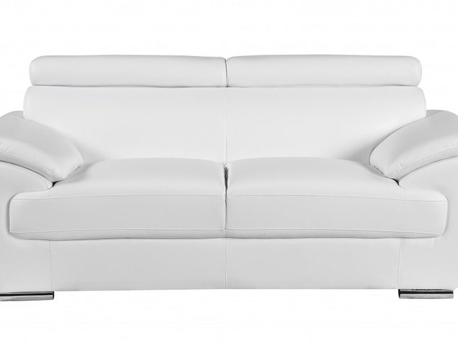 Two Piece Indoor White Genuine Leather Five Person Seating Set