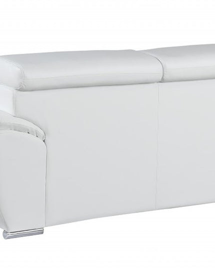 Two Piece Indoor White Genuine Leather Five Person Seating Set