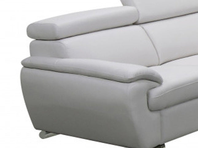Two Piece Indoor White Genuine Leather Five Person Seating Set