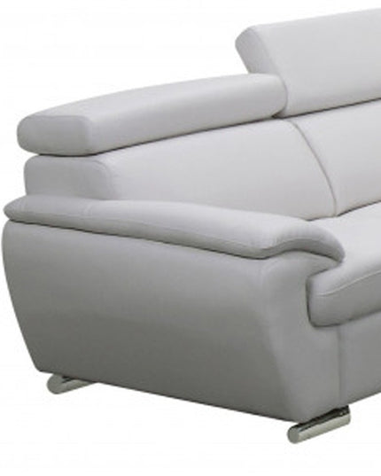 Two Piece Indoor White Genuine Leather Five Person Seating Set