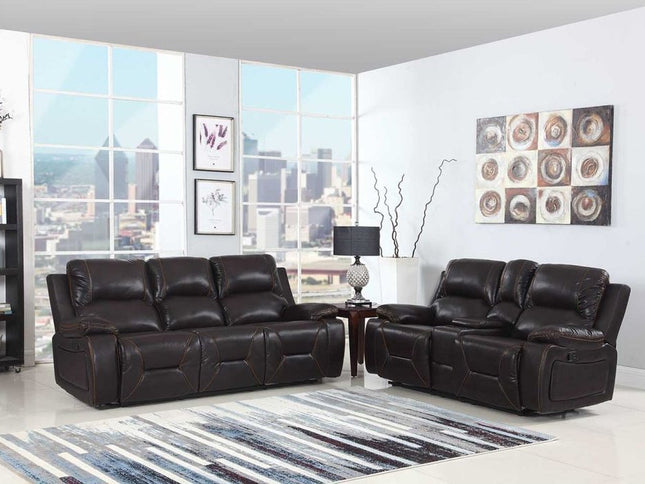 77" Brown Faux Leather Manual Reclining Love Seat With Storage